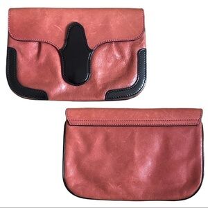 Balenciaga | Vintage Western Leather Envelope Clutch in Salmon and Black